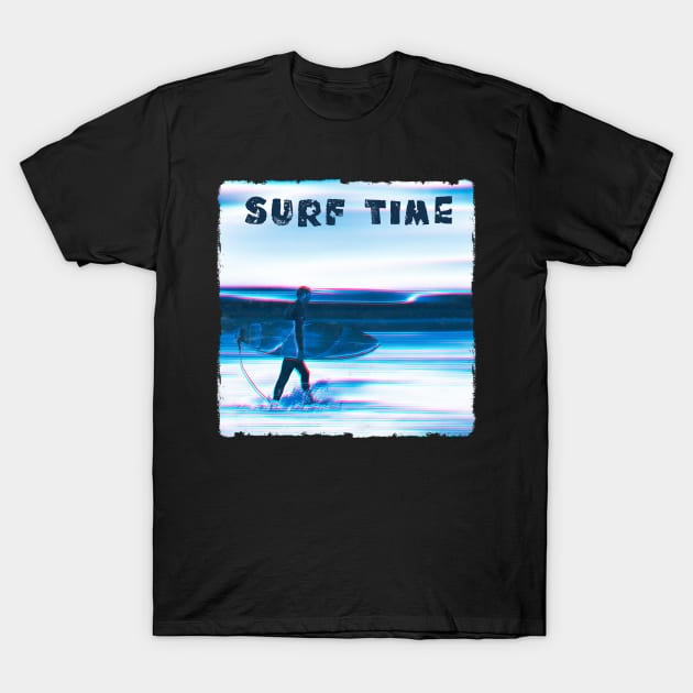 Surf Time - Surfer and Surf Board T-Shirt by DyrkWyst